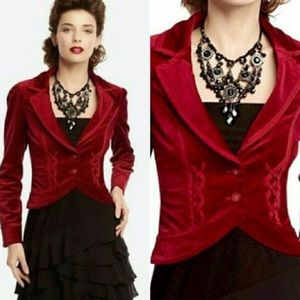 White House Black Market Red Velvet Blazer